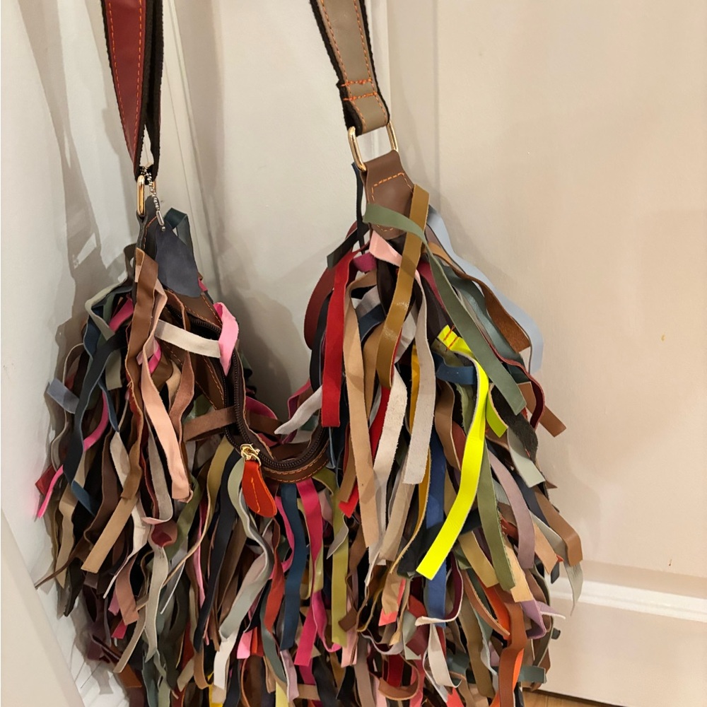 Multicolor Fringe leather Women's Bag